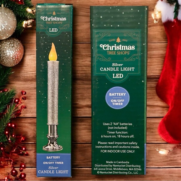 🆕Sparkly Silver LED Candle Set! Candles work w/batteries & have timer function! - Picture 5 of 12